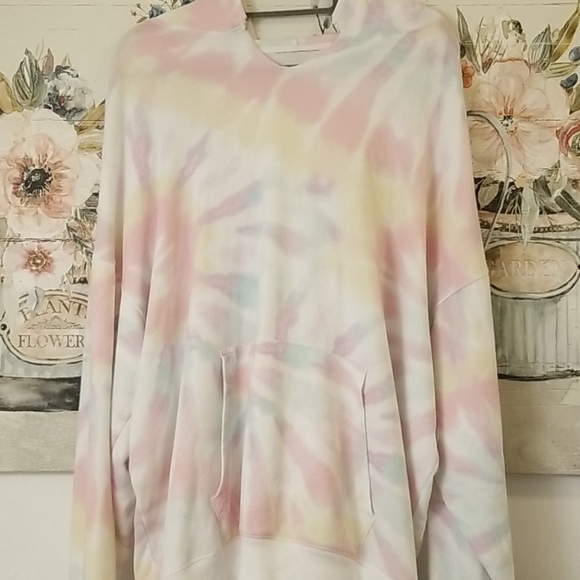 EUC Pastel Star Burst Swirl TieDye Kangaroo Hoodie - Picture 8 of 8